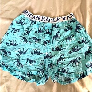 American Eagle Glow in the Dark Boxer Shorts with dinosaur pattern.
